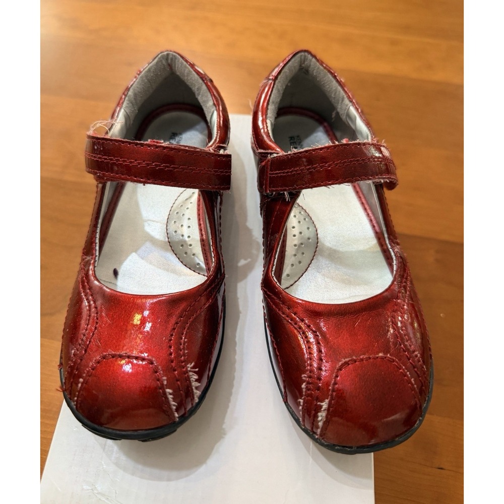 Kenneth Cole Reaction Girls Red Mary Jane Flats Hook & Loop Strap Round Toe 13.5